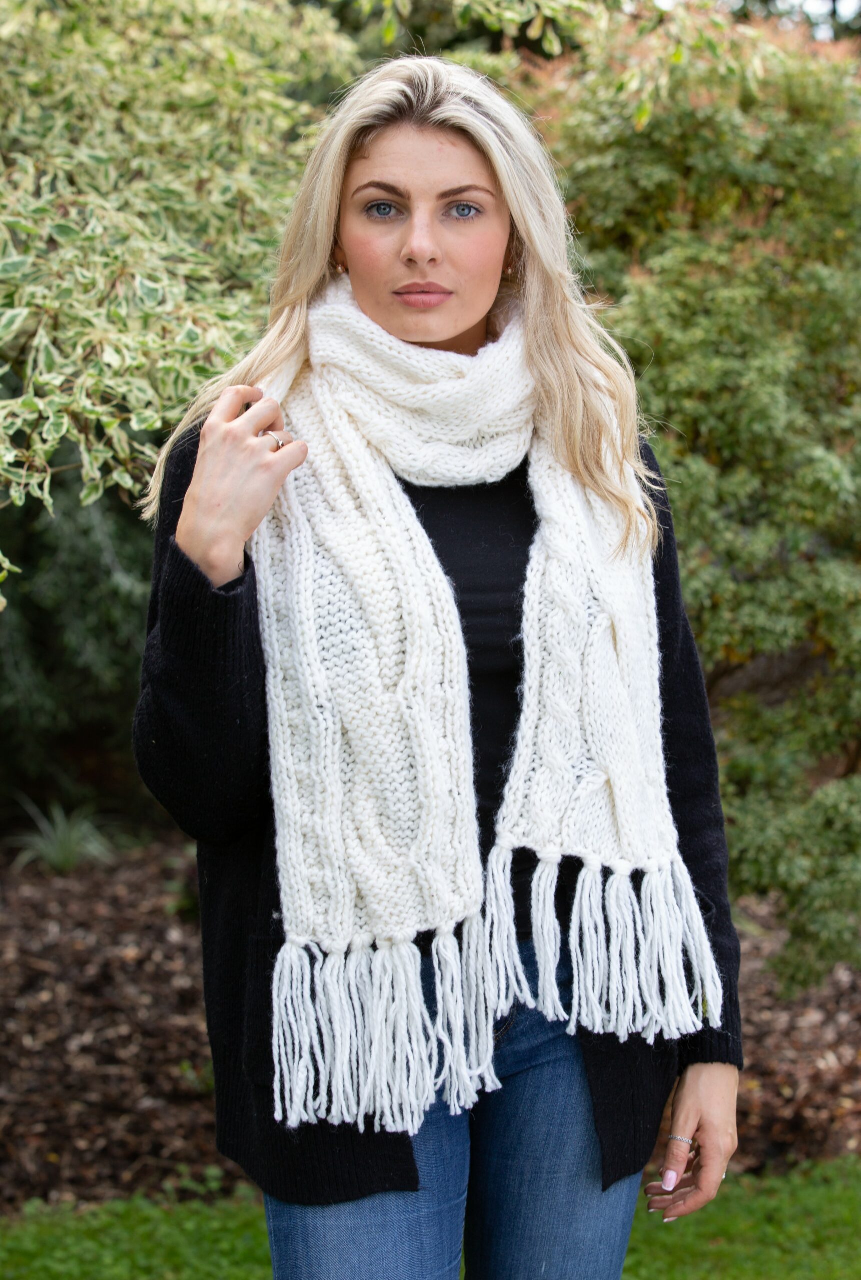 and white scarf