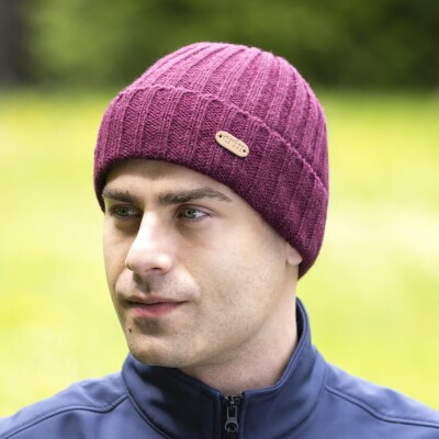 PK2226 Rib Pullon Hat Turnup Berry Red