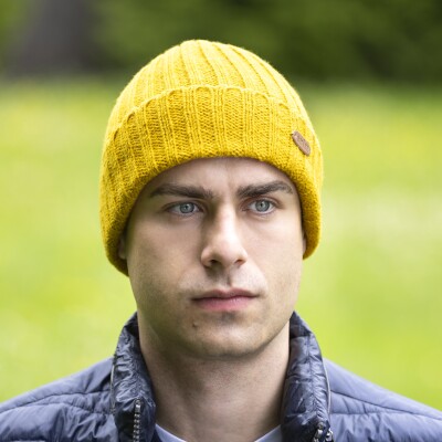 PK2226 Rib Pullon Hat Turnup Yellow