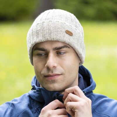 PK2226 Rib Pullon Hat Turnup Oatmeal