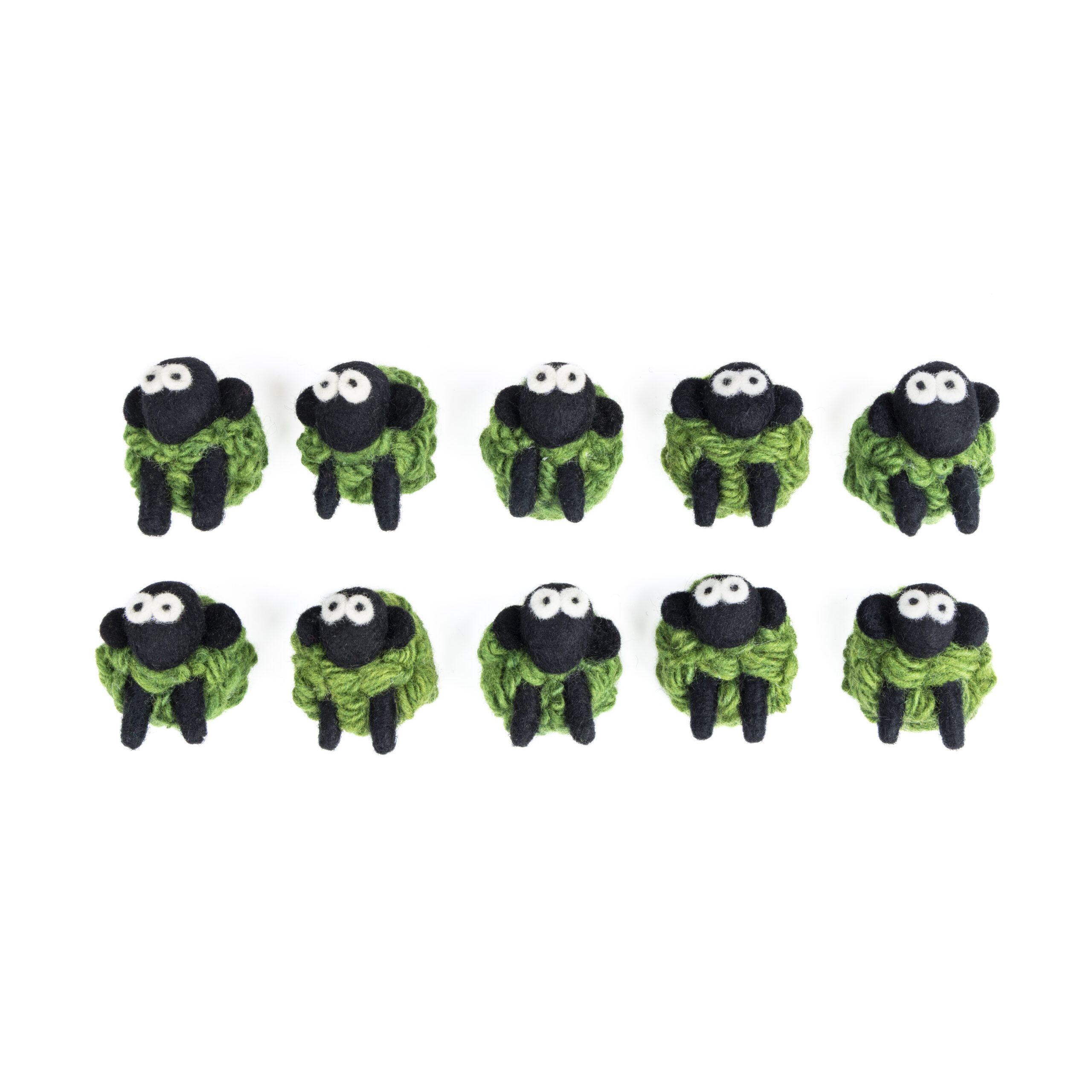 Knitted Wool Magnet Sheep Solid Green (Pack of 10)