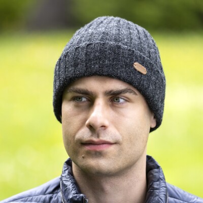 PK2226 Rib Pullon Hat Turnup Charcoal