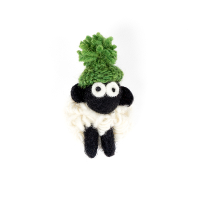 Knitted Wool Magnet Sheep MBF Bobble Hat Solid Green (Pack of 5)