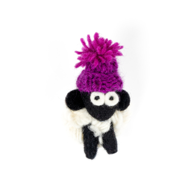 Knitted Wool Magnet Sheep MBF Bobble Hat Solid Purple (Pack of 5)