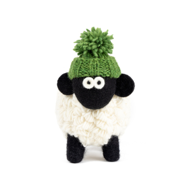 Knitted Sheep Collectible MBF w/ Green Bobble Hat Large