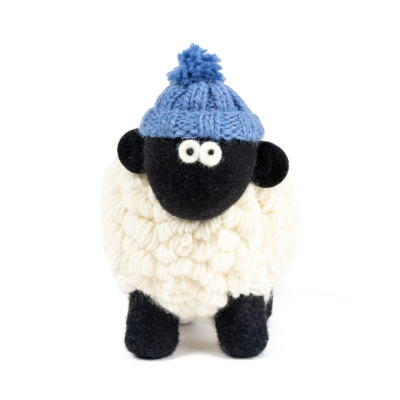 Knitted Sheep Collectible MBF w/ Denim Bobble Hat Large