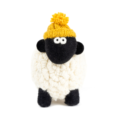 Knitted Sheep Collectible MBF w/ Mustard Bobble Hat Large